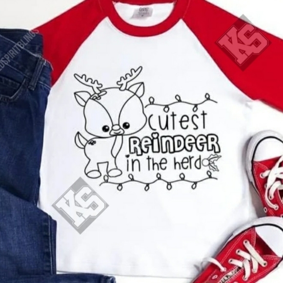 Cutest Reindeer Christmas Kids Coloring Tee‎ - Picture 1 of 1